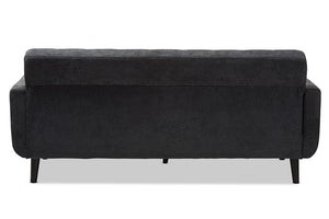 Baxton Studio Carina Mid-Century Modern Dark Grey Fabric Upholstered Sofa