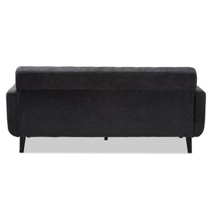 Baxton Studio Carina Mid-Century Modern Dark Grey Fabric Upholstered Sofa