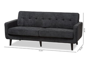 Baxton Studio Carina Mid-Century Modern Dark Grey Fabric Upholstered Sofa