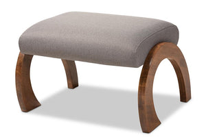 Baxton Studio Sandrine Modern and Contemporary Grey Fabric Upholstered Walnut Brown Finished Wood Ottoman