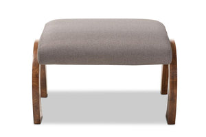 Baxton Studio Sandrine Modern and Contemporary Grey Fabric Upholstered Walnut Brown Finished Wood Ottoman