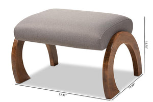 Baxton Studio Sandrine Modern and Contemporary Grey Fabric Upholstered Walnut Brown Finished Wood Ottoman