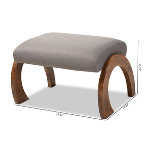 Baxton Studio Sandrine Modern and Contemporary Grey Fabric Upholstered Walnut Brown Finished Wood Ottoman