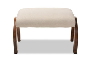 Baxton Studio Sandrine Modern and Contemporary Light Beige Fabric Upholstered Walnut Brown Finished Wood Ottoman