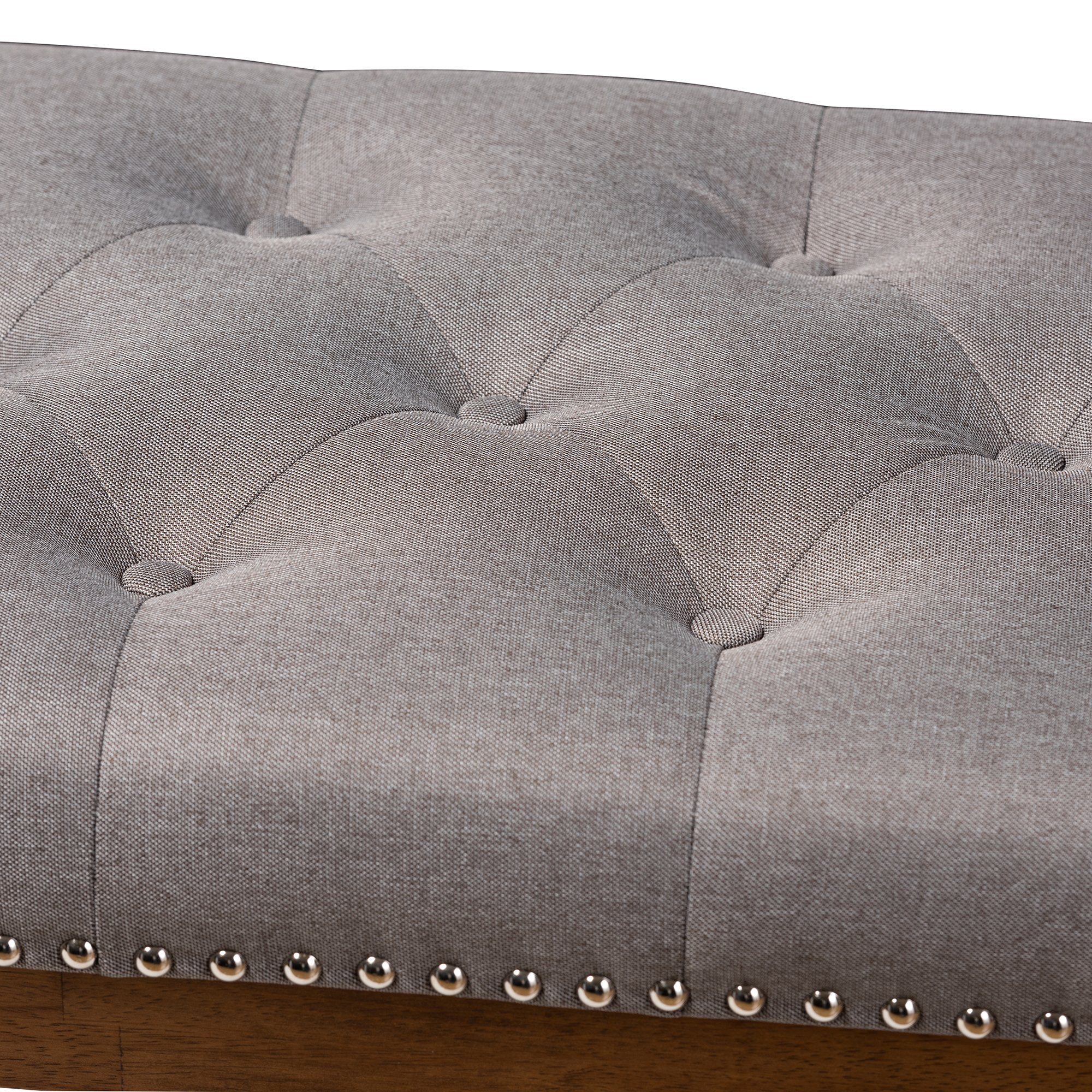 Baxton Studio Ainsley Modern and Contemporary Grey Fabric Upholstered Walnut Finished Solid Rubberwood Bench