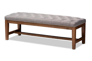 Baxton Studio Ainsley Modern and Contemporary Grey Fabric Upholstered Walnut Finished Solid Rubberwood Bench