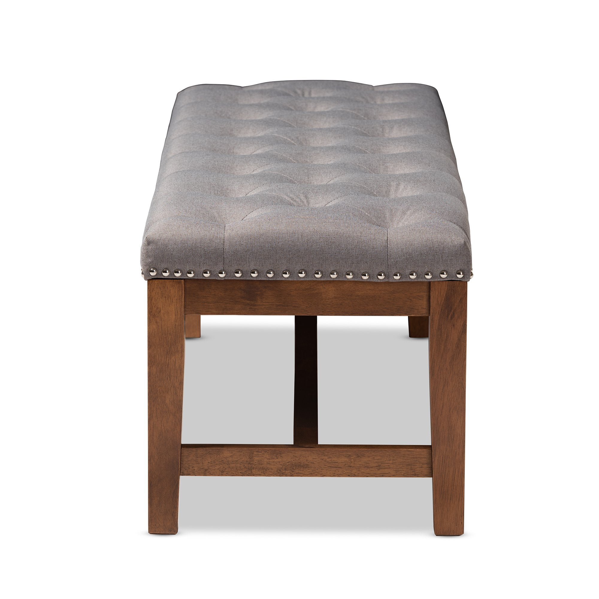 Baxton Studio Ainsley Modern and Contemporary Grey Fabric Upholstered Walnut Finished Solid Rubberwood Bench