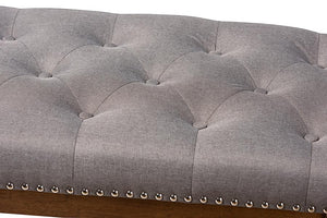 Baxton Studio Ainsley Modern and Contemporary Grey Fabric Upholstered Walnut Finished Solid Rubberwood Bench