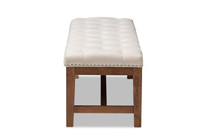 Baxton Studio Ainsley Modern and Contemporary Light Beige Fabric Upholstered Walnut Finished Solid Rubberwood Bench