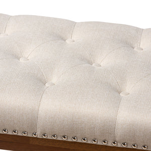 Baxton Studio Ainsley Modern and Contemporary Light Beige Fabric Upholstered Walnut Finished Solid Rubberwood Bench