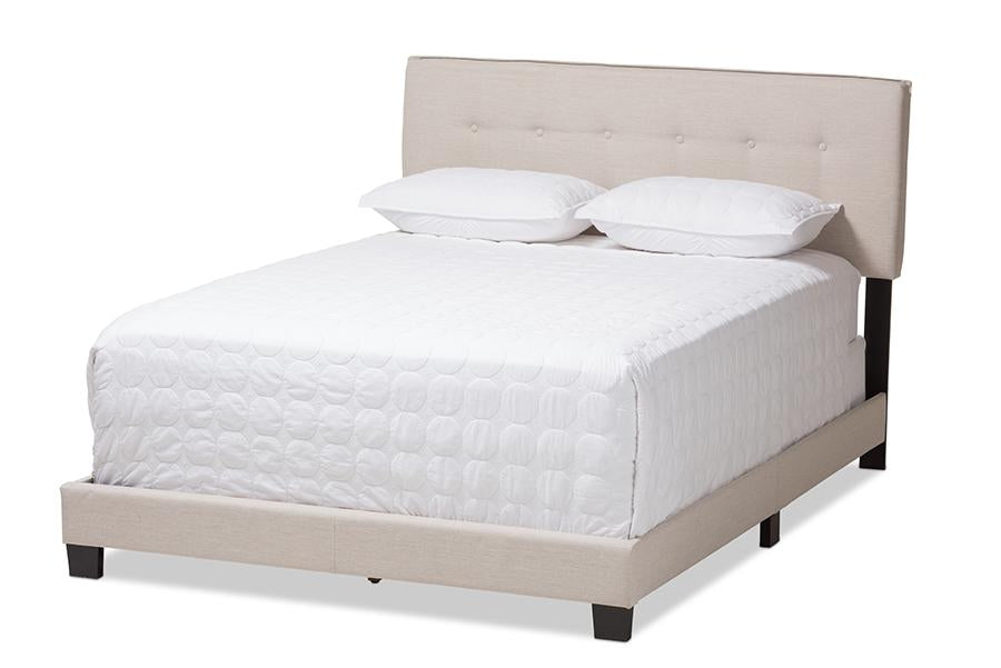 Baxton Studio Audrey Modern and Contemporary Light Beige Fabric Upholstered Queen Size Bed