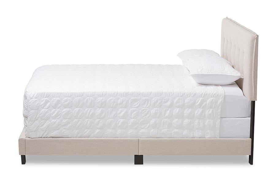 Baxton Studio Audrey Modern and Contemporary Light Beige Fabric Upholstered Queen Size Bed