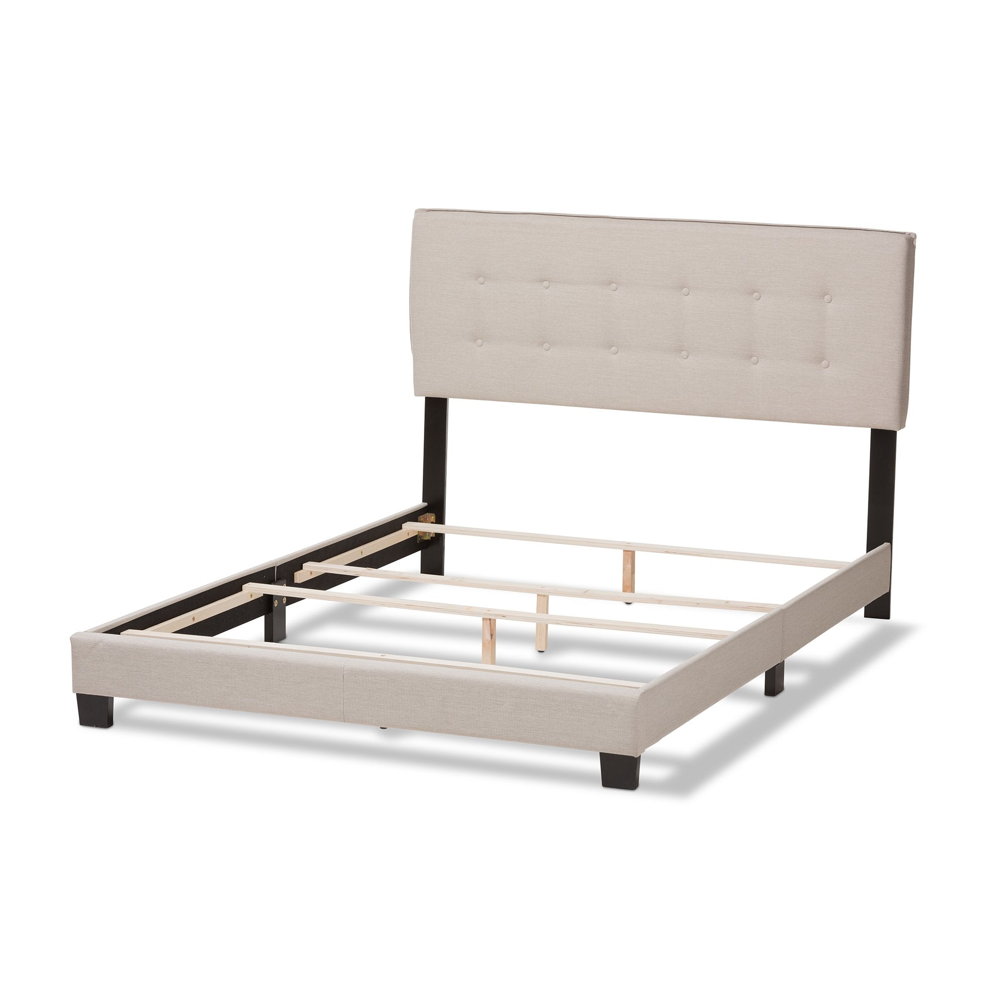 Baxton Studio Audrey Modern and Contemporary Light Beige Fabric Upholstered Queen Size Bed