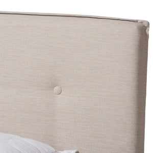 Baxton Studio Audrey Modern and Contemporary Light Beige Fabric Upholstered King Size Bed