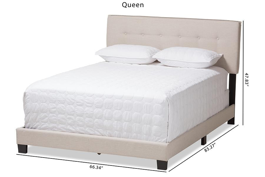 Baxton Studio Audrey Modern and Contemporary Light Beige Fabric Upholstered Queen Size Bed