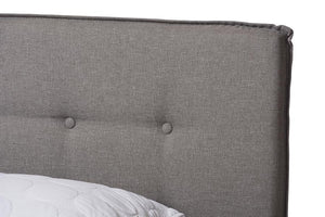 Baxton Studio Audrey Modern and Contemporary Light Grey Fabric Upholstered King Size Bed