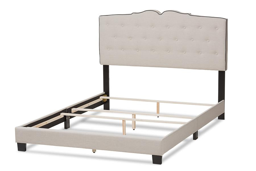 Baxton Studio Vivienne Modern and Contemporary Light Beige Fabric Upholstered Full Size Bed