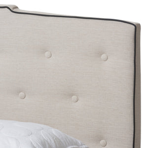 Baxton Studio Vivienne Modern and Contemporary Light Beige Fabric Upholstered King Size Bed