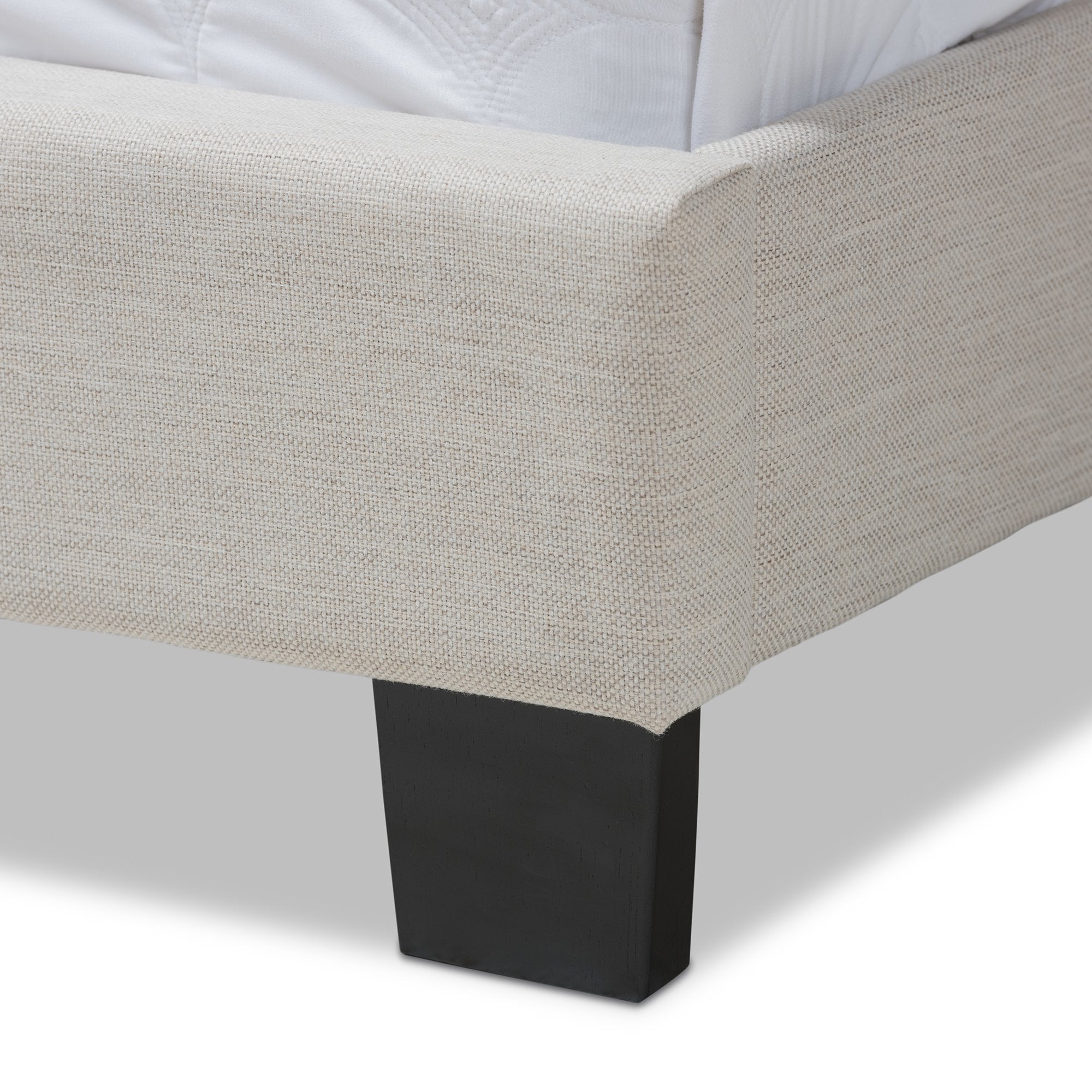 Baxton Studio Vivienne Modern and Contemporary Light Beige Fabric Upholstered King Size Bed