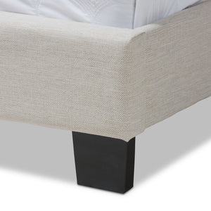 Baxton Studio Vivienne Modern and Contemporary Light Beige Fabric Upholstered Queen Size Bed