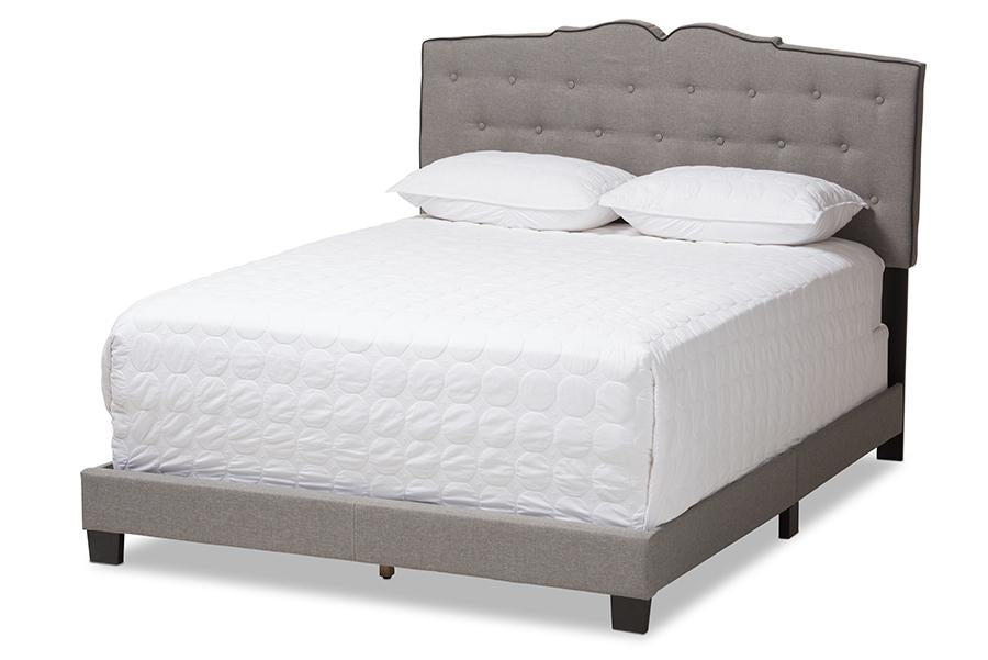 Baxton Studio Vivienne Modern and Contemporary Light Grey Fabric Upholstered King Size Bed