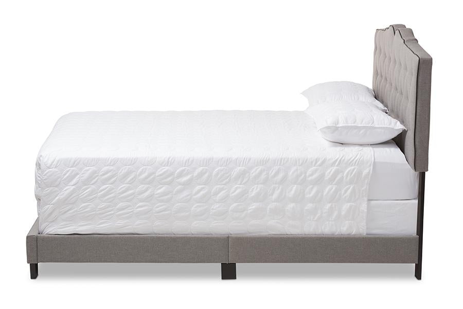 Baxton Studio Vivienne Modern and Contemporary Light Grey Fabric Upholstered King Size Bed