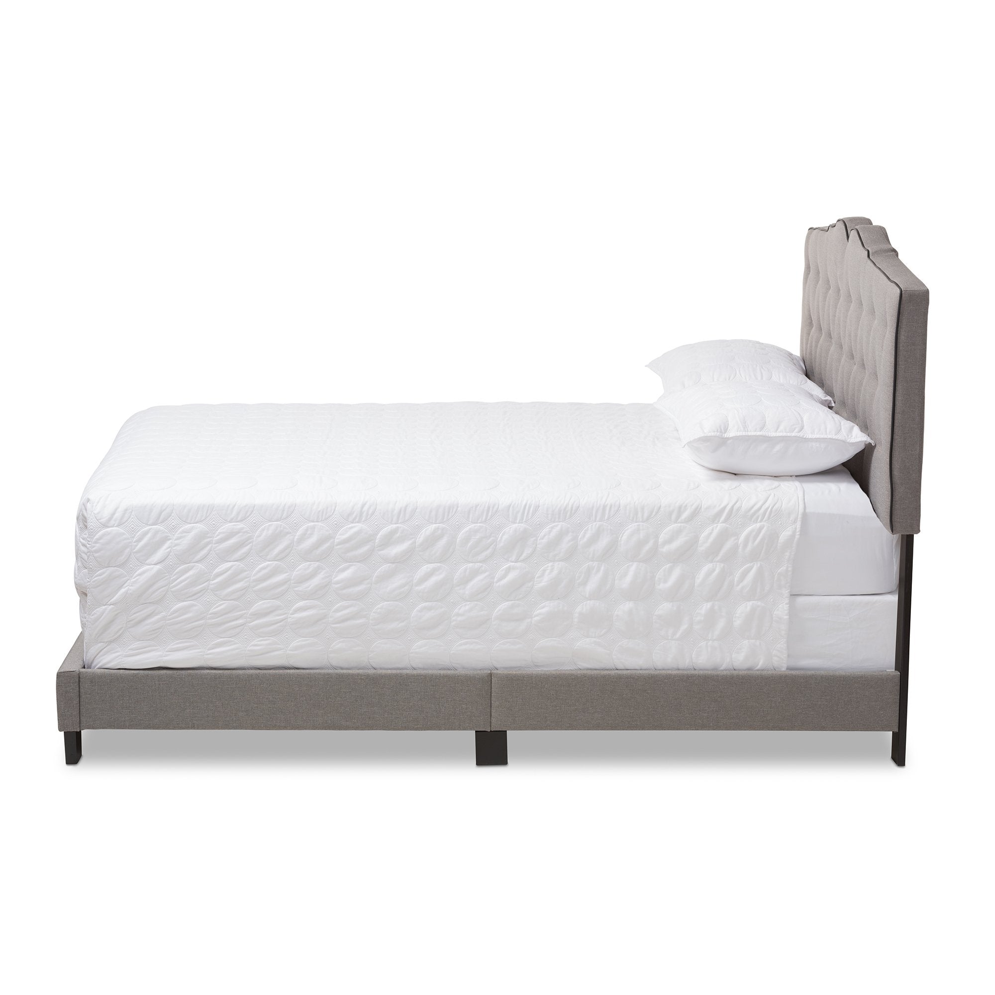 Baxton Studio Vivienne Modern and Contemporary Light Grey Fabric Upholstered King Size Bed