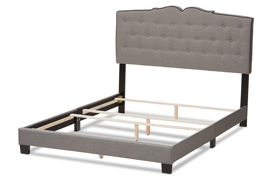 Baxton Studio Vivienne Modern and Contemporary Light Grey Fabric Upholstered King Size Bed