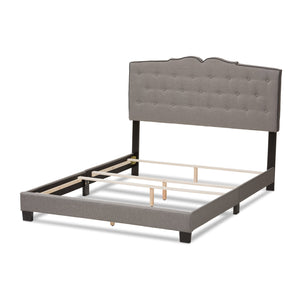 Baxton Studio Vivienne Modern and Contemporary Light Grey Fabric Upholstered King Size Bed