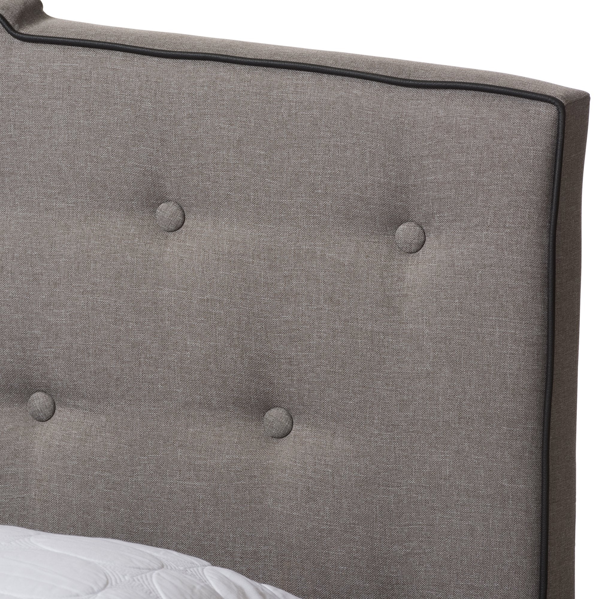 Baxton Studio Vivienne Modern and Contemporary Light Grey Fabric Upholstered King Size Bed