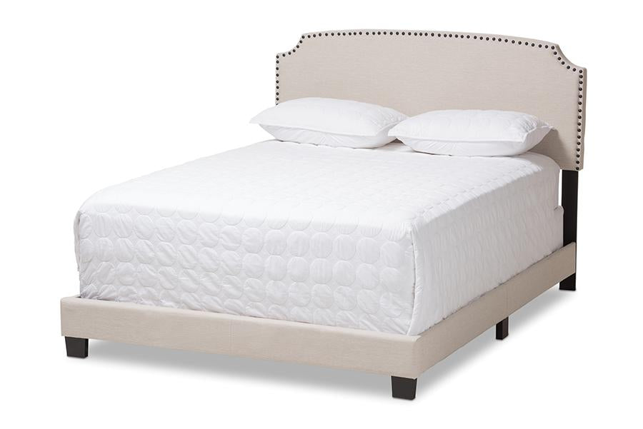 Baxton Studio Odette Modern and Contemporary Light Beige Fabric Upholstered King Size Bed