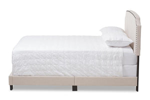 Baxton Studio Odette Modern and Contemporary Light Beige Fabric Upholstered King Size Bed