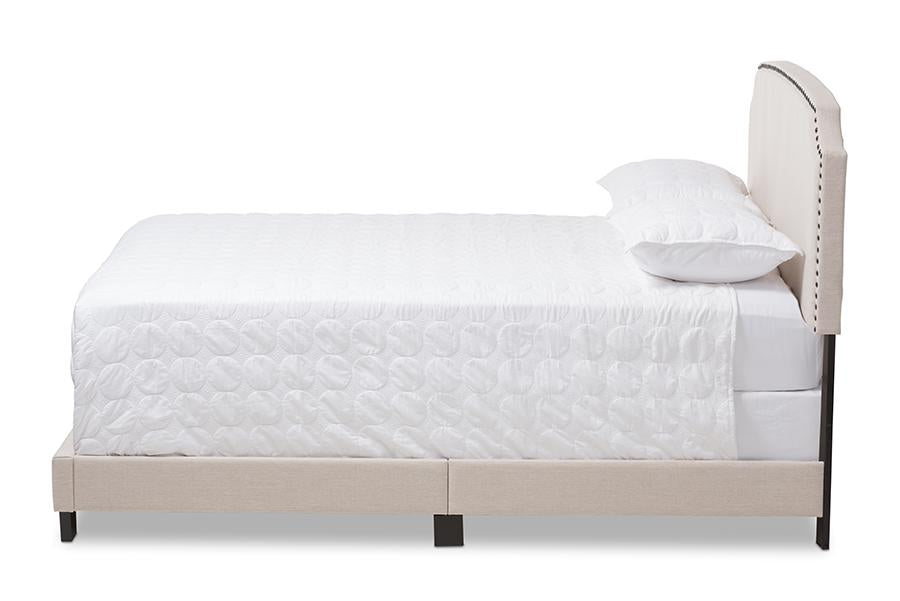 Baxton Studio Odette Modern and Contemporary Light Beige Fabric Upholstered Queen Size Bed