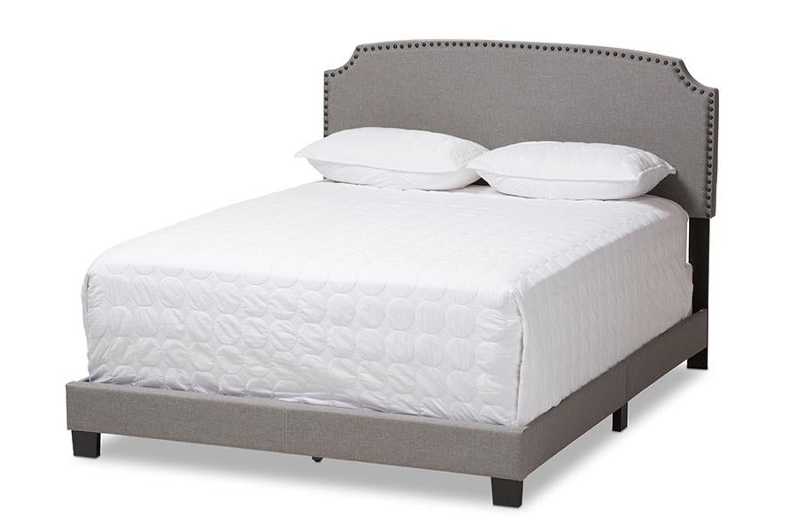 Baxton Studio Odette Modern and Contemporary Light Grey Fabric Upholstered King Size Bed