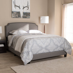 Baxton Studio Odette Modern and Contemporary Light Grey Fabric Upholstered Queen Size Bed