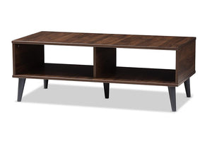 Baxton Studio Pierre Mid-Century Modern Brown and Dark Grey Finished Wood Coffee Table