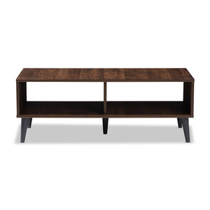 Baxton Studio Pierre Mid-Century Modern Brown and Dark Grey Finished Wood Coffee Table