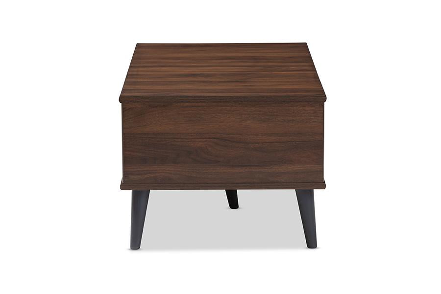 Baxton Studio Pierre Mid-Century Modern Brown and Dark Grey Finished Wood Coffee Table