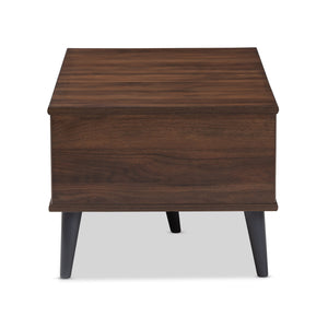 Baxton Studio Pierre Mid-Century Modern Brown and Dark Grey Finished Wood Coffee Table