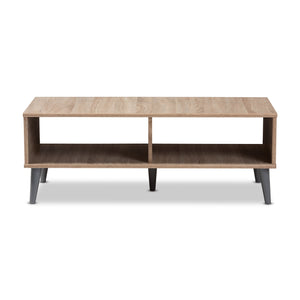 Baxton Studio Pierre Mid-Century Modern Oak and Light Grey Finished Wood Coffee Table