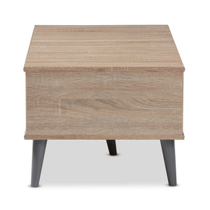 Baxton Studio Pierre Mid-Century Modern Oak and Light Grey Finished Wood Coffee Table