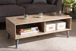 Baxton Studio Pierre Mid-Century Modern Oak and Light Grey Finished Wood Coffee Table