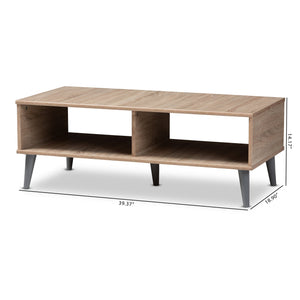 Baxton Studio Pierre Mid-Century Modern Oak and Light Grey Finished Wood Coffee Table