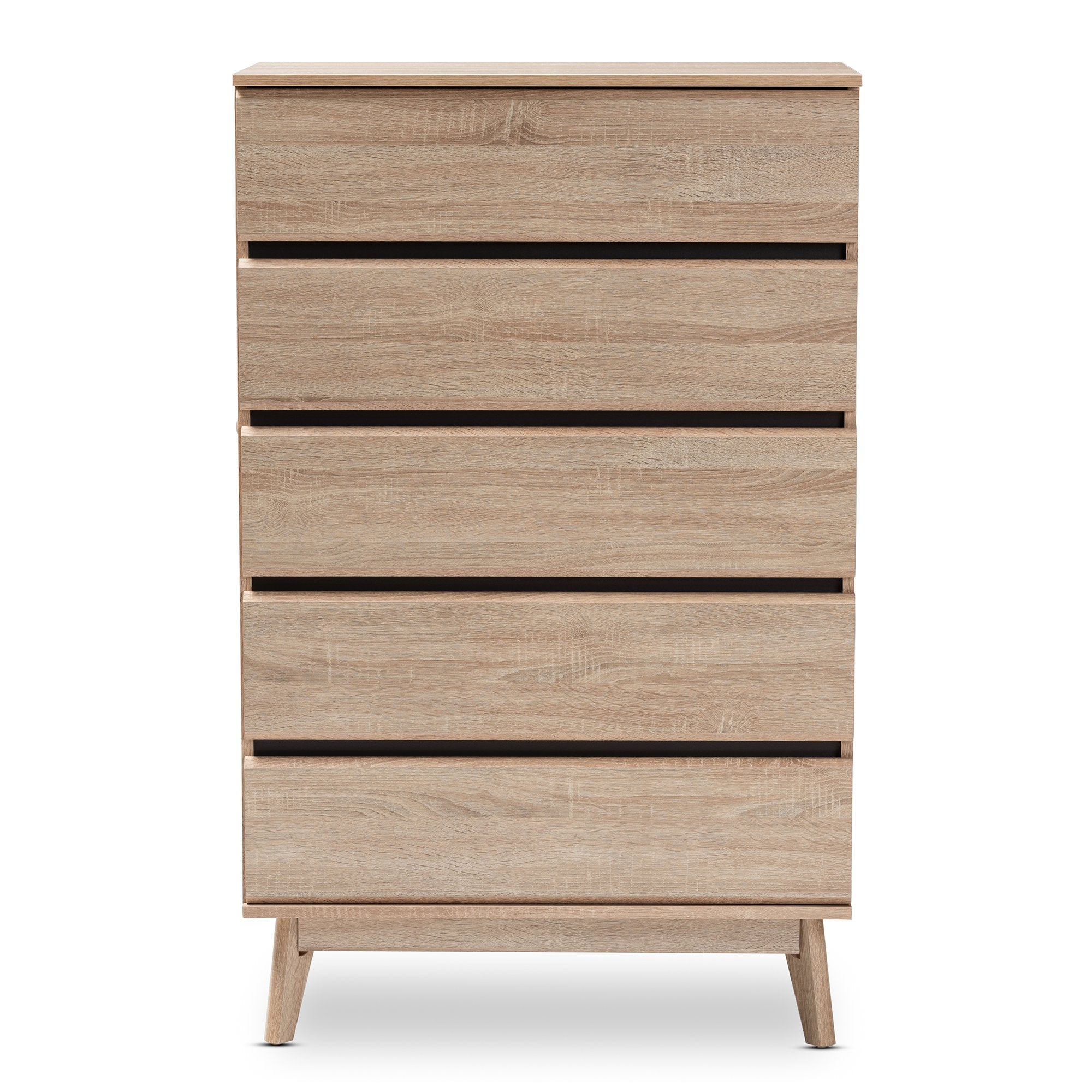 Baxton Studio Miren Mid-Century Modern Light Oak and Dark Grey 5-Drawer Chest