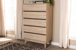 Baxton Studio Miren Mid-Century Modern Light Oak and Dark Grey 5-Drawer Chest