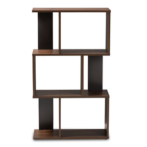 Baxton Studio Legende Modern and Contemporary Brown and Dark Grey Finished Display Bookcase