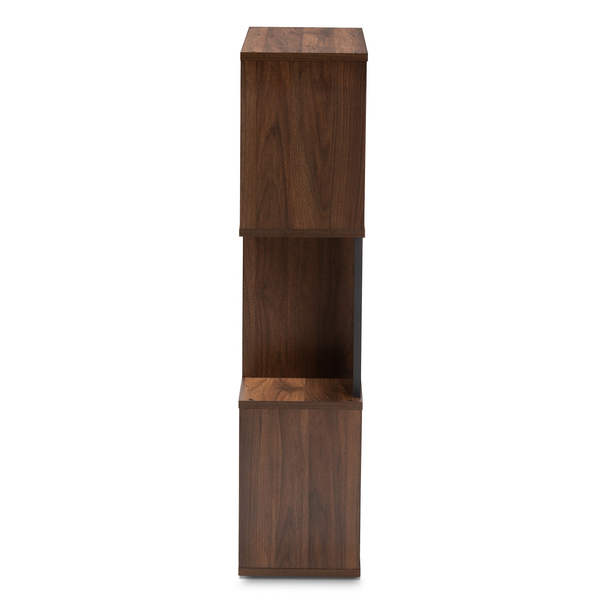 Baxton Studio Legende Modern and Contemporary Brown and Dark Grey Finished Display Bookcase