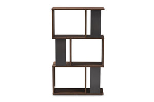 Baxton Studio Legende Modern and Contemporary Brown and Dark Grey Finished Display Bookcase