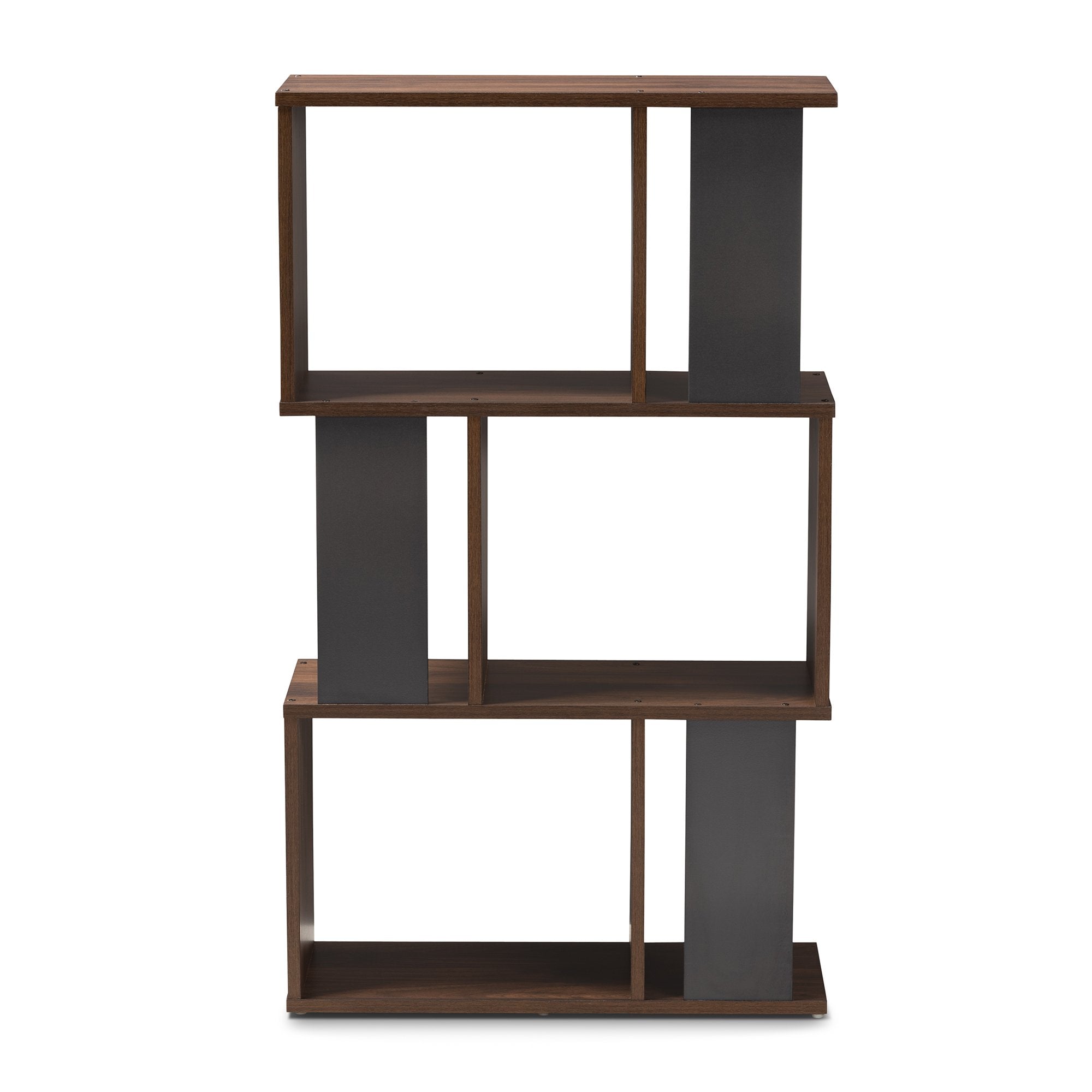 Baxton Studio Legende Modern and Contemporary Brown and Dark Grey Finished Display Bookcase