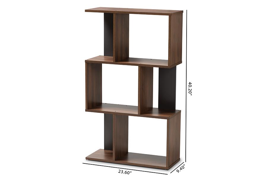 Baxton Studio Legende Modern and Contemporary Brown and Dark Grey Finished Display Bookcase